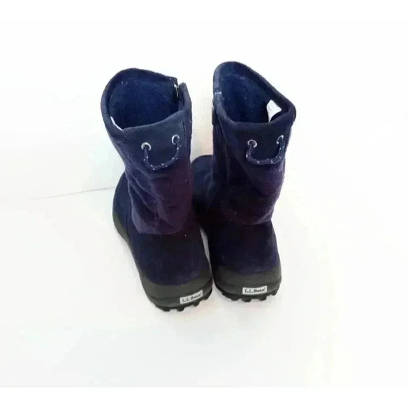 L.L. Bean Womens Winter Boots Blue Black Suede Mid Calf Flat Heel Pull On 6.5 M - Picture 2 of 10